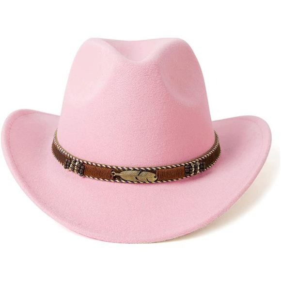 WESTERN Cowboy Hat Wide Brim Outdoor Fedora Hat Pink